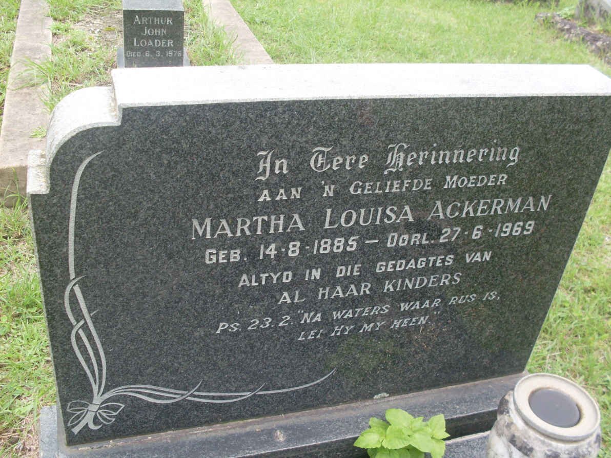 ACKERMAN Martha Louisa 1885-1969
