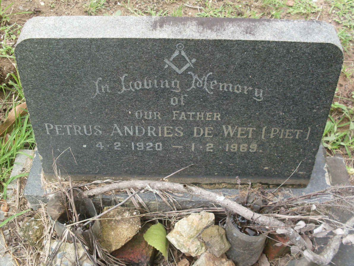 WET Petrus Andries , de 1920-1969