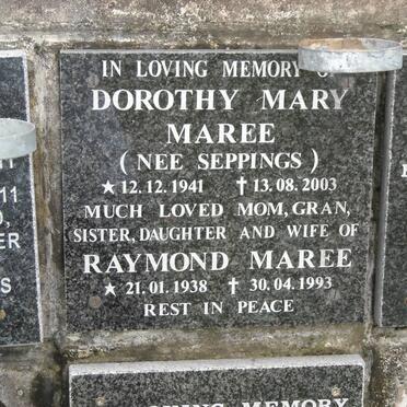 MAREE Raymond 1938-1993 &amp;  Dorothy Mary SEPPINGS 1941-2003
