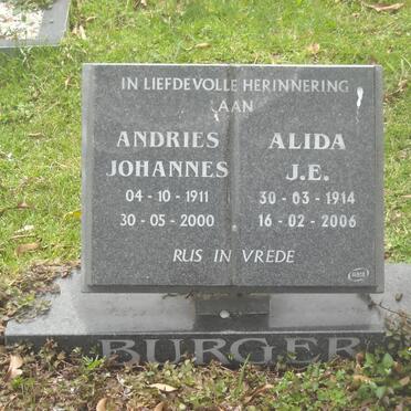 BURGER Andries Johannes 1911-2000 &amp; Alida J.E. 1914-2006