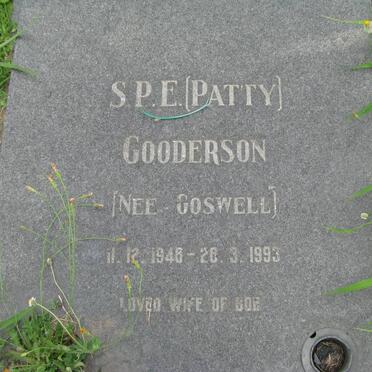 GOODERSON S.P.E. nee GOSWELL 1948-1993