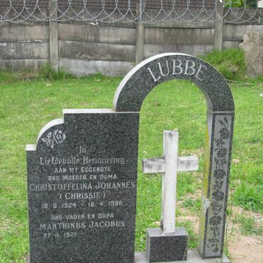 LUBBE Marthinus Jacobus 1921- &amp; Christoffelina Johannes 1924-1986