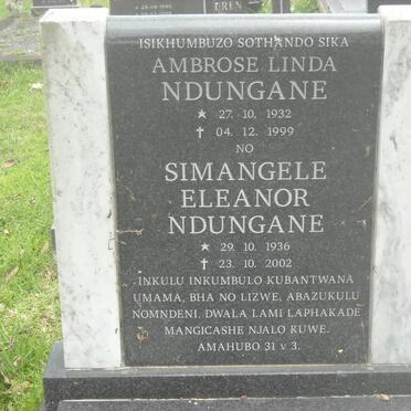 NDUNGANE Ambrose Linda 1932-1999 &amp; Simangele Eleanor 1936-2002