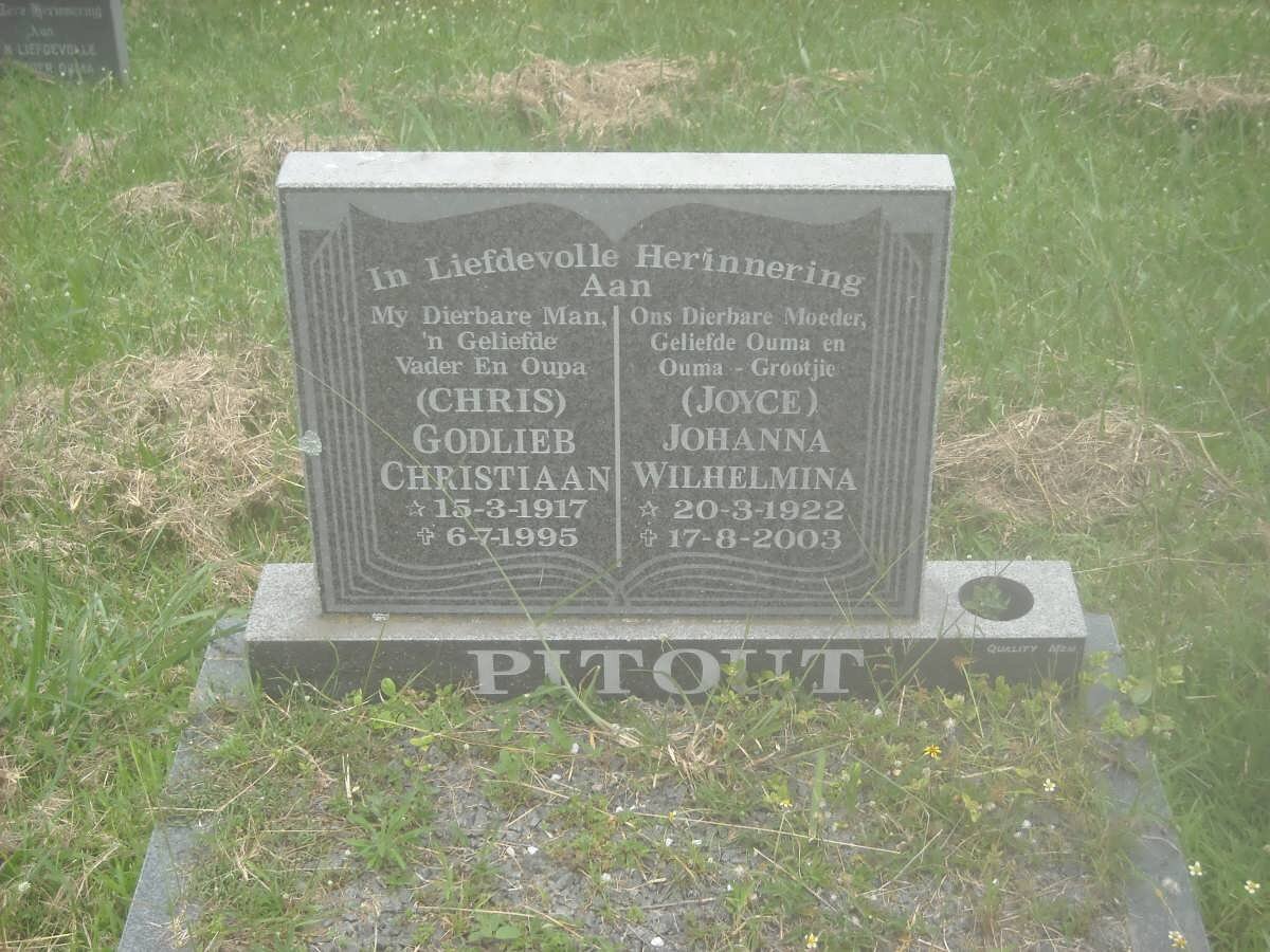 PITOUT Godlieb Christiaan 1917-1995 &amp; Johanna Wilhelmina 1922-2003