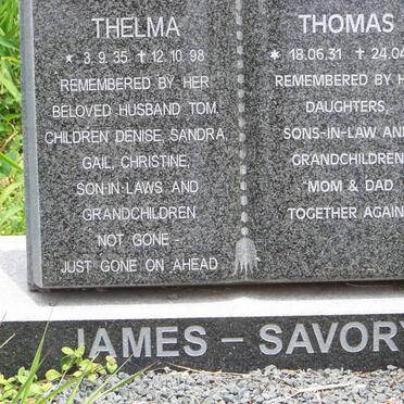 SAVORY Thomas, James 1931-2011 &amp; Thelma 1935-1998