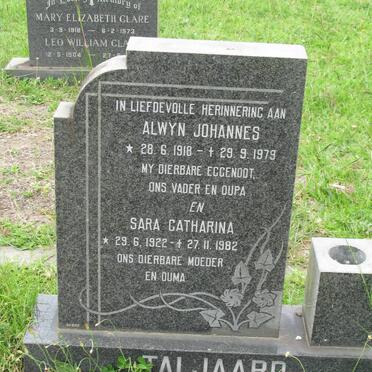 TALJAARD Alwyn Johannes 1918-1979 &amp; Sara Catharina 1922-1982