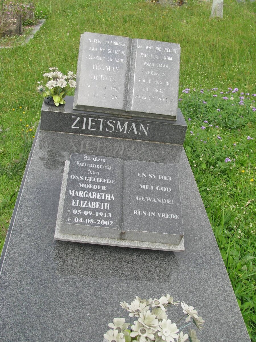 ZIETSMAN Thomas Jervis 1903-1991 &amp; Margaretha Elizabeth 1913-2002