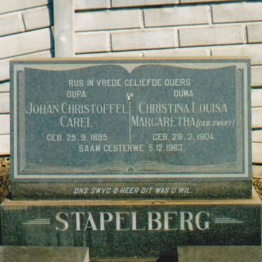 STAPELBERG Johan Christoffel Carel 1895-1963 &amp; Christina Louisa Margaretha SWART 1904-1963