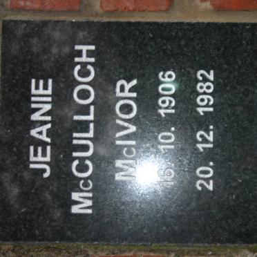 McIVOR Jeanie McCulloch 1906-1982