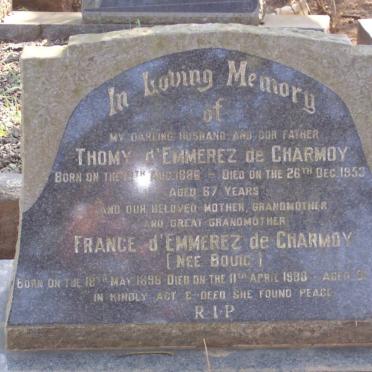 D'EMMEREZ DE CHARMOY Thomy 1886-1953 &amp; France BOUIC 1896-1988