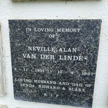 LINDE Neville Alan, van der 1951-1987