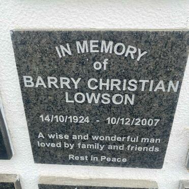 LOWSON Barry Christian 1924-2007