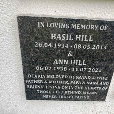 HILL Basil 1934-2014 & Ann 1938-2022