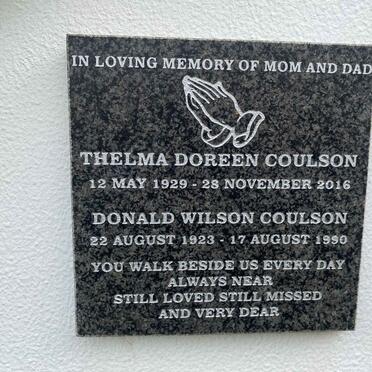 COULSON Donald Wilson 1923-1990 & Thelma Doreen 1929-2016