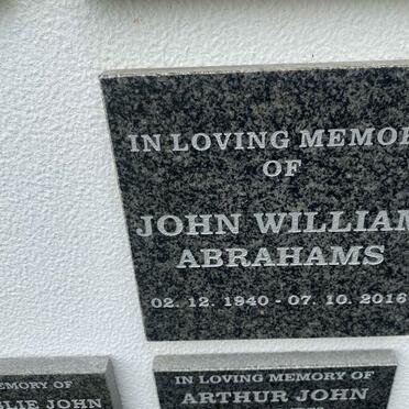ABRAHAMS John William 1940-2016