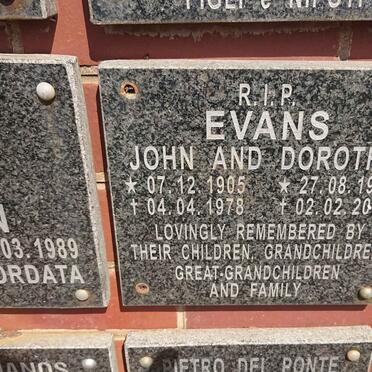 EVANS John 1905-1978 & Dorothy 1916-2008