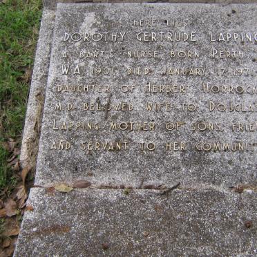 LAPPING Dorothy Gertrude nee HORROCKS 1901-1971