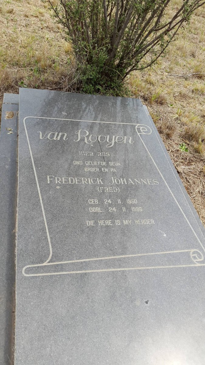 ROOYEN Frederick Johannes, van 1950-1996