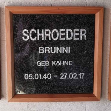 SCHROEDER Brunni nee KOHNE 1940-2017