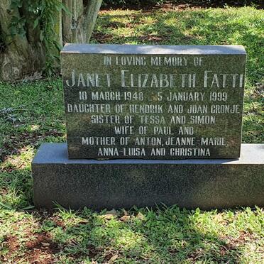 FATTI Janet Elizabeth nee CRONJE 1948-1999