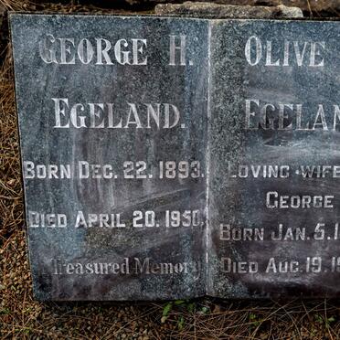 EGELAND George H. 1893-1950 & Olive M. 1897-1996