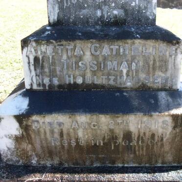 TISSIMAN Aletta Catheline nee HOULTZHAUSEN -1918