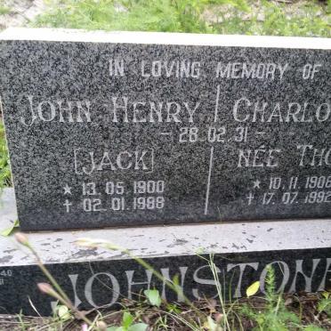 JOHNSTONE John Henry 1900-1988 &amp; Charlotte THOM 1908-1992