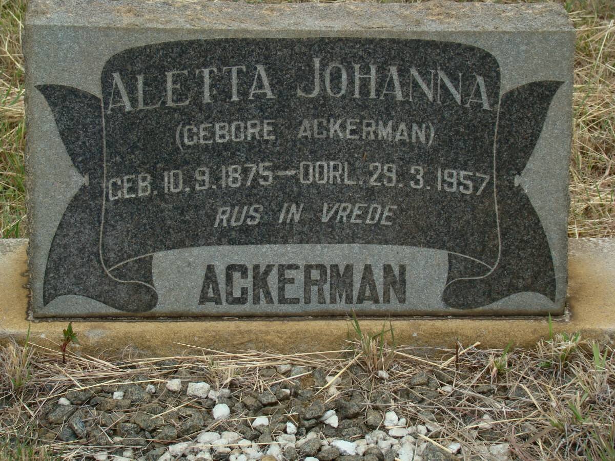 ACKERMAN Aletta Johanna nee ACKERMAN 1875-1957