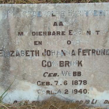COMBRINK Elizabeth Johanna Petronella nee WEBB 1878-1940