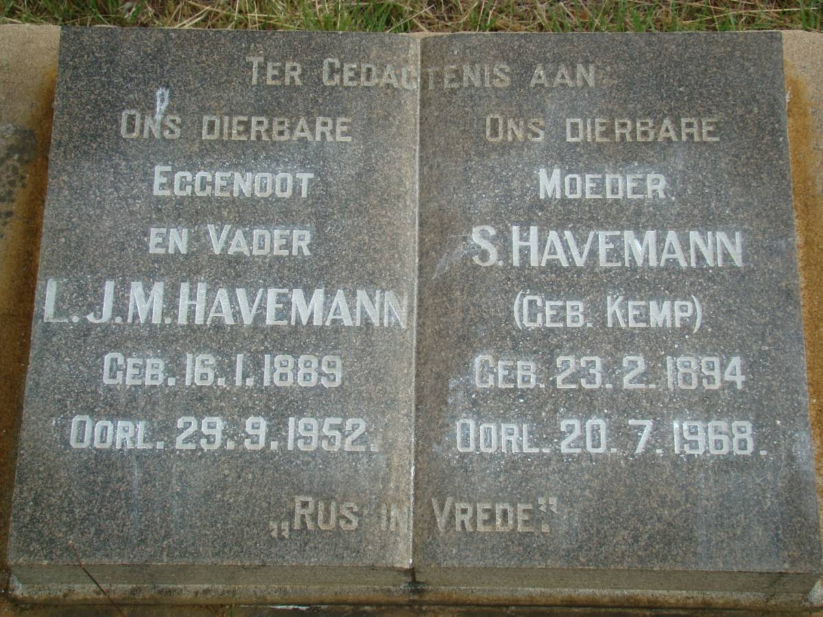 HAVEMANN L.J.M. 1889-1952 &amp; S. KEMP 1894-1968