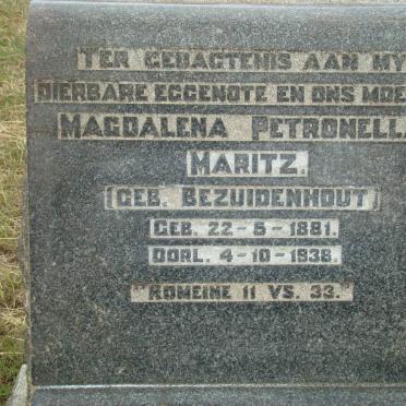 MARITZ Magdalena Petronella nee BEZUIDENHOUT 1881-1936