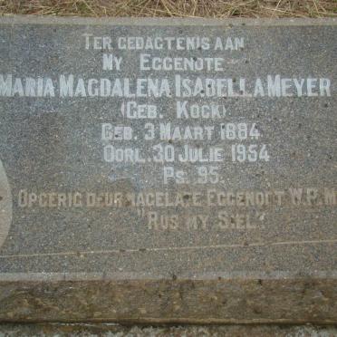MEYER Maria Magdalena Isabella nee DE KOCK 1884-1954