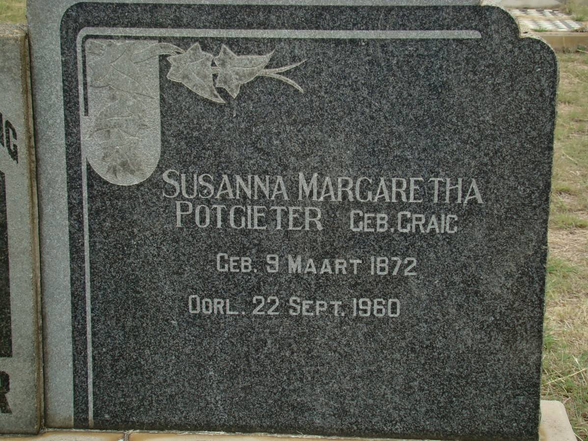 POTGIETER Susanna Margaretha nee CRAIG 1872-1960