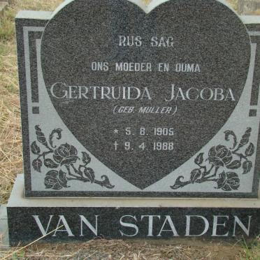 STADEN Gertruida Jacoba, van nee MULLER 1905-1988