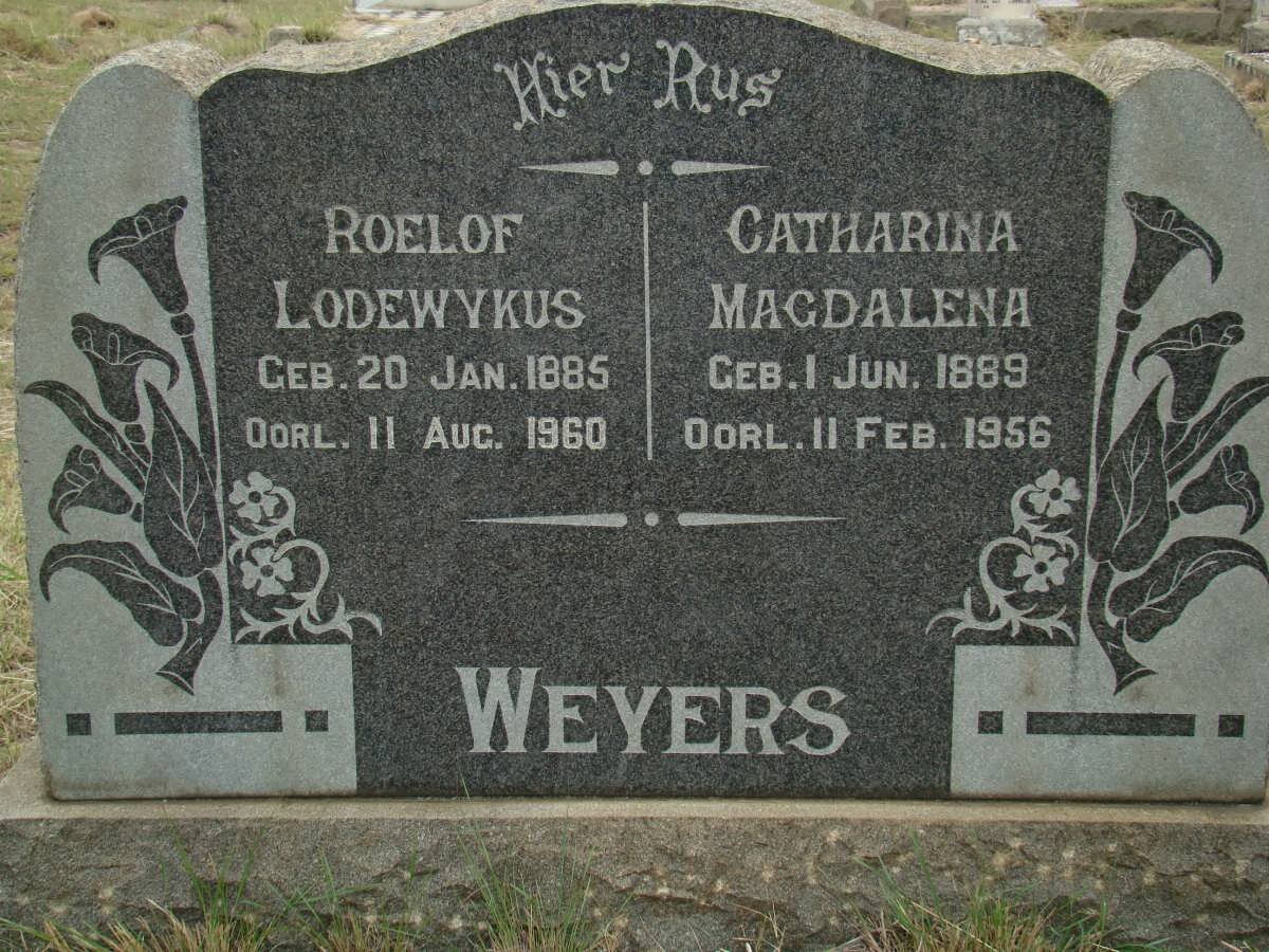 WEYERS Roelof Lodewykus 1885-1960 &amp; Catharina Magdalena 1889-1956