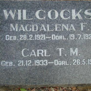 WILCOCKS Magdalena F. 1921-1921 :: WILCOCKS Carl T.M. 1933-1934