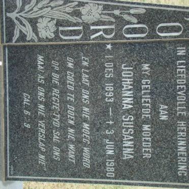 FOORD Johanna Susanna 1893-1980