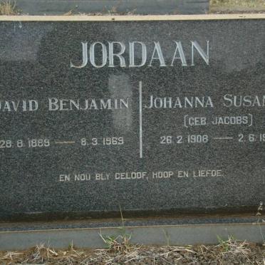 JORDAAN David Benjamin 1889-1969 &amp; Johanna Susanna JACOBS 1908-1991