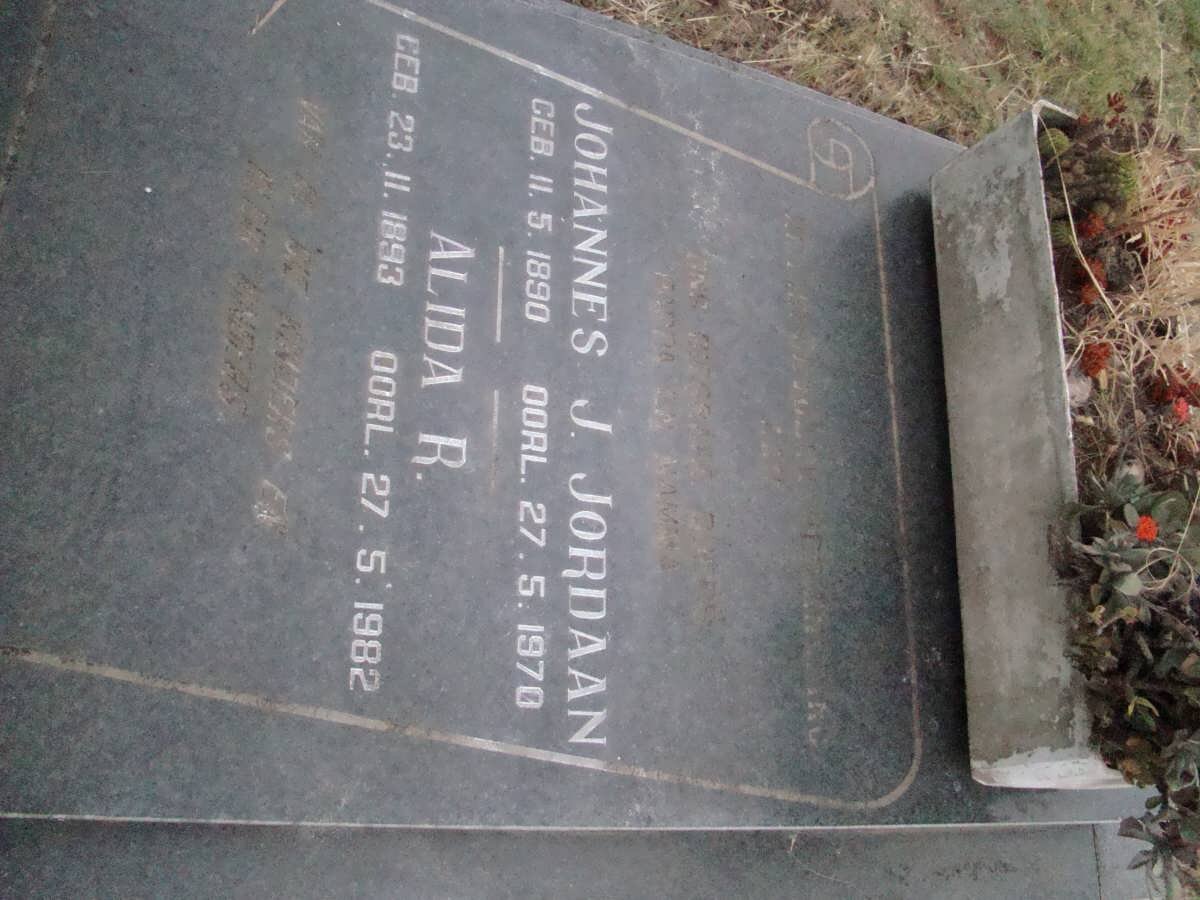 JORDAAN Johannes J. 1890-1970 &amp; Alida R. 1893-1982