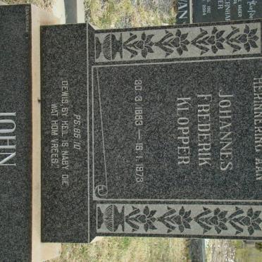 KLOPPER Johannes Frederik 1883-1973