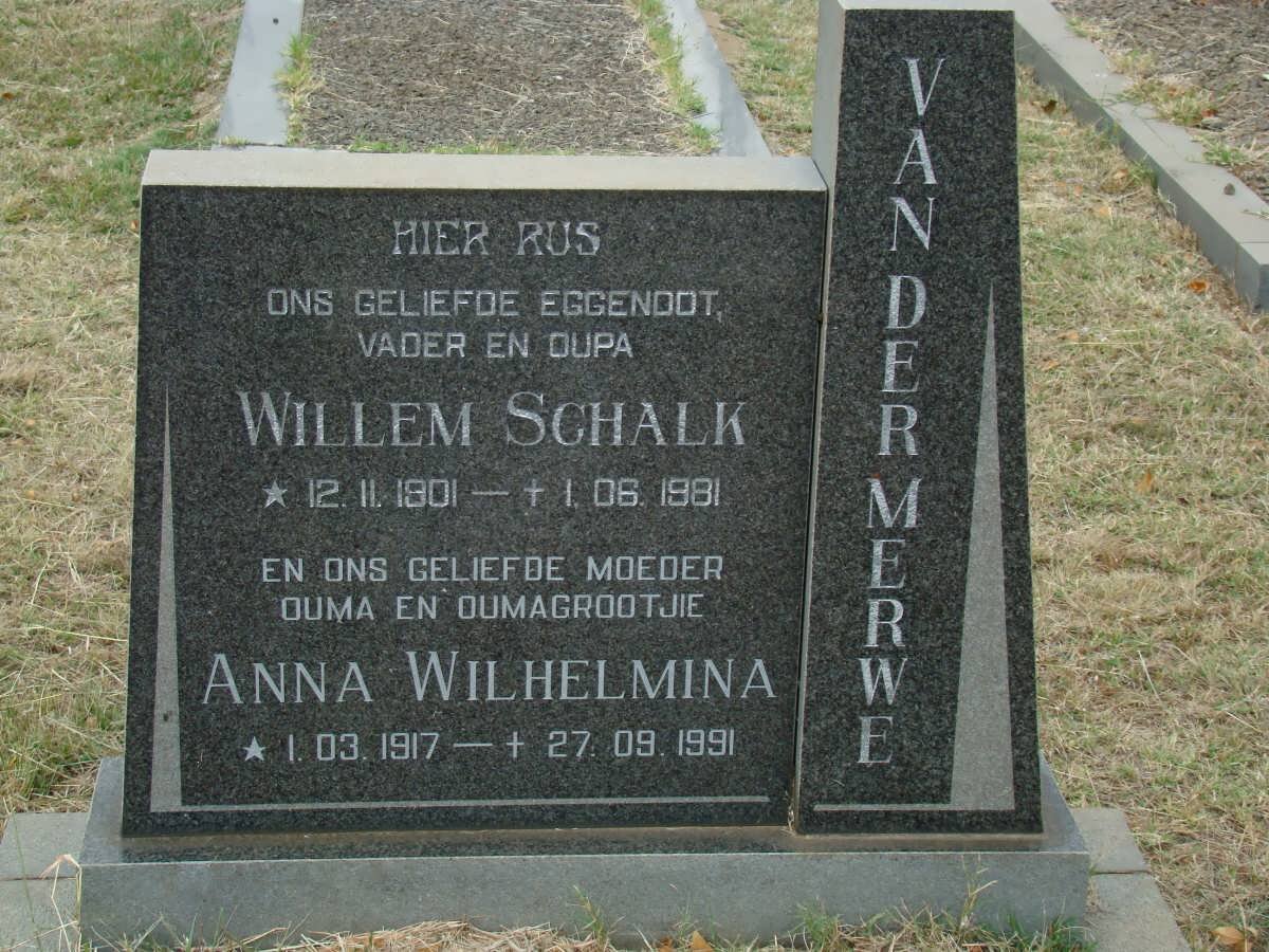 MERWE Willem Schalk, van der 1901-1981 &amp; Anna Wilhelmina 1917-1991