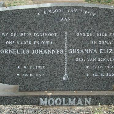 MOOLMAN Cornelius Johannes 1922-1975 &amp; Susanna Elizabeth VAN SCHALKWYK 1930-2000