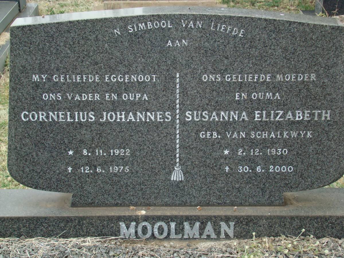 MOOLMAN Cornelius Johannes 1922-1975 &amp; Susanna Elizabeth VAN SCHALKWYK 1930-2000