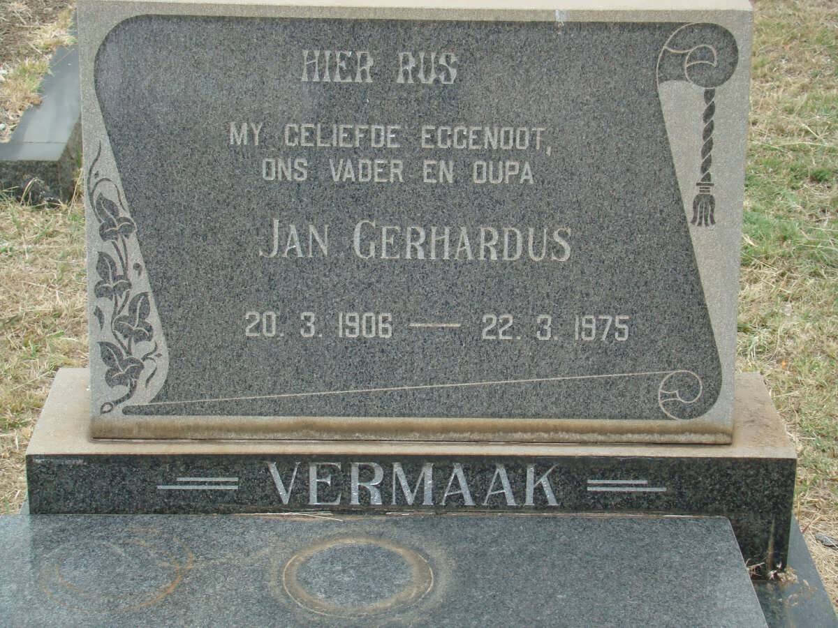 VERMAAK Jan Gerhardus 1906-1975