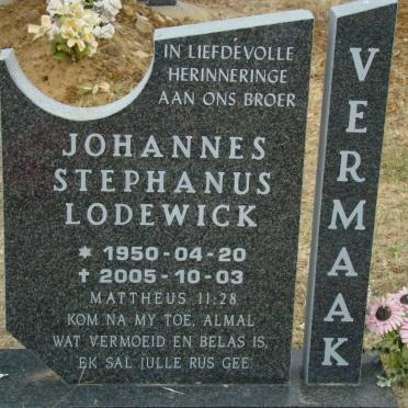 VERMAAK Johannes Stephanus Lodewick 1950-2005