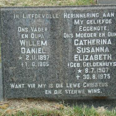 ? Willem Daniel 1897-1985 &amp; Catherina Susanna Elizabeth GELDENHUYS 1907-1975