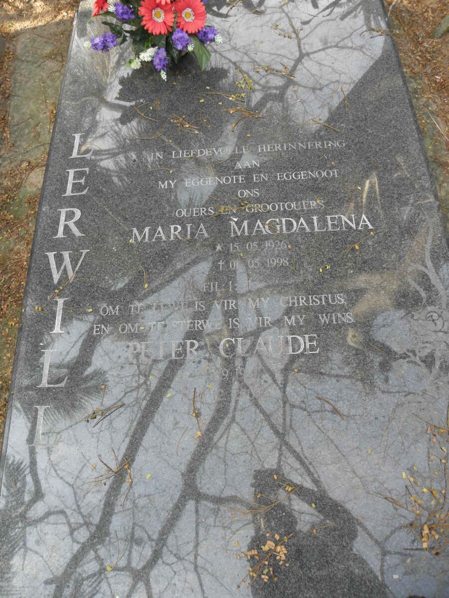 LERWILL Peter Claude 1920-2000 &amp; Maria Magdalena 1926-1998
