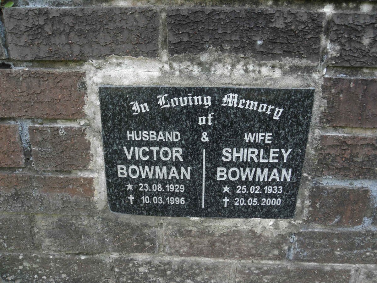 BOWMAN Victor 1929-1996 &amp; Shirley 1933-2000