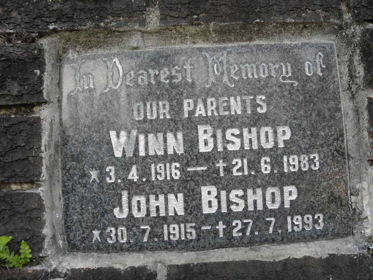BISHOP John 1915-1993 &amp; Winn 1916-1983