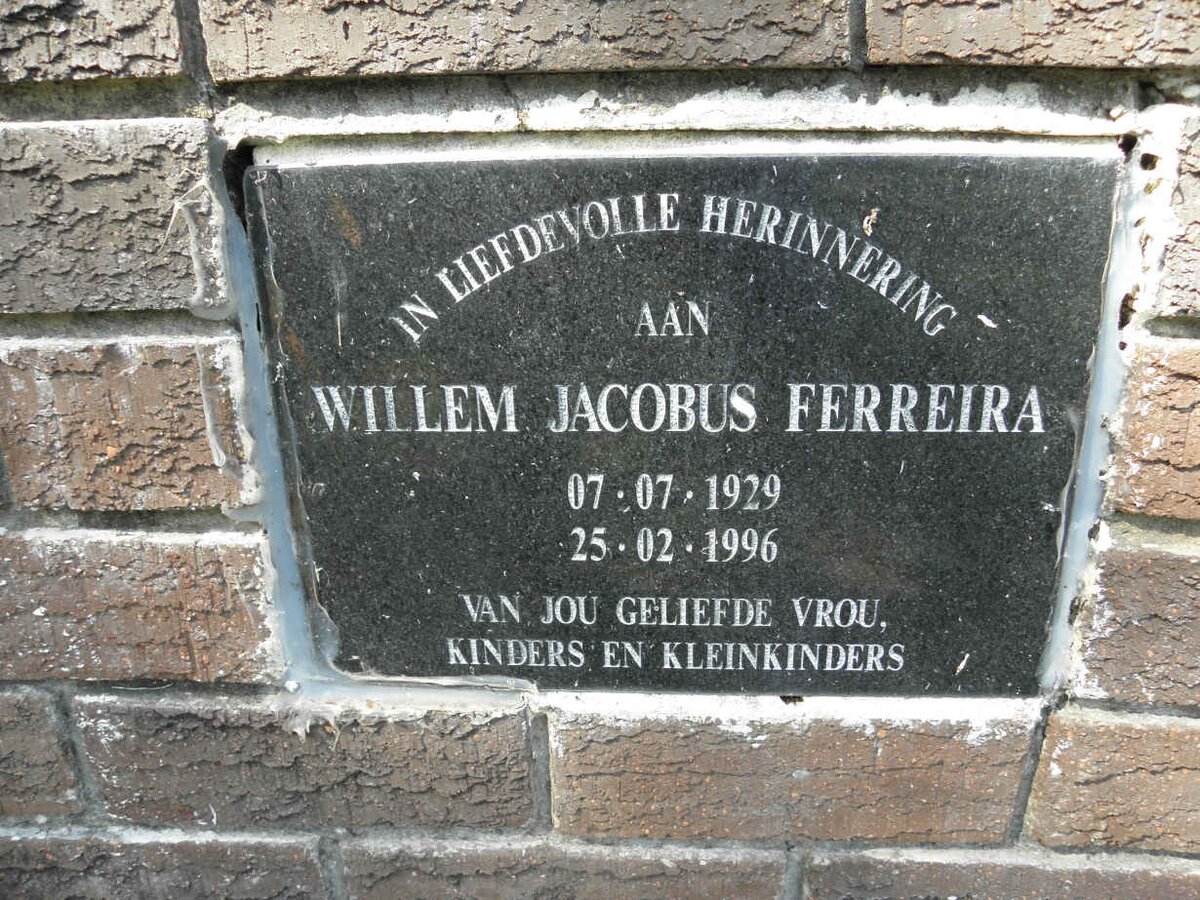 FERREIRA Willem Jacobus 1929-1996